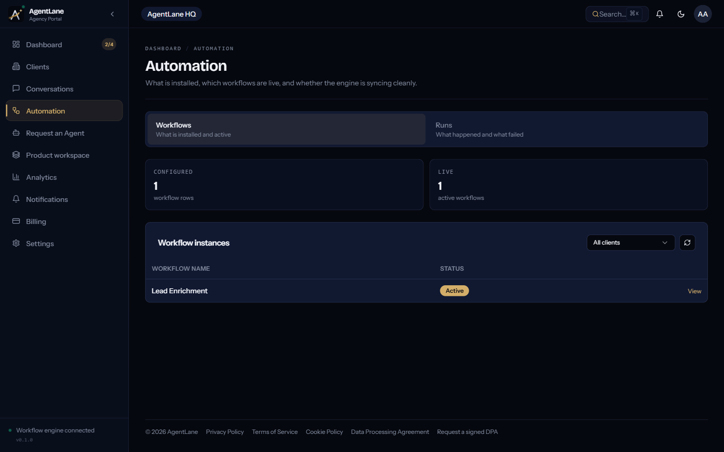 The Workflow Instances page